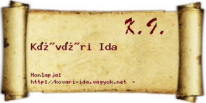 Kővári Ida névjegykártya